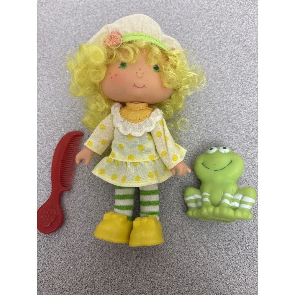 VTG 1979 Strawberry Shortcake Lemon Meringue Doll And Frappe Frog Pet, Red Comb